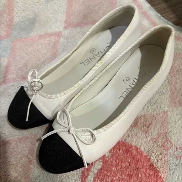 Chanel white ballet flats Authentic